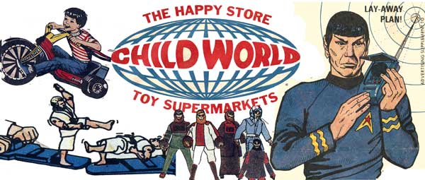 1975 Child World Flyer -Mego-Fisher Price-Evel Knievel-Star Trek
