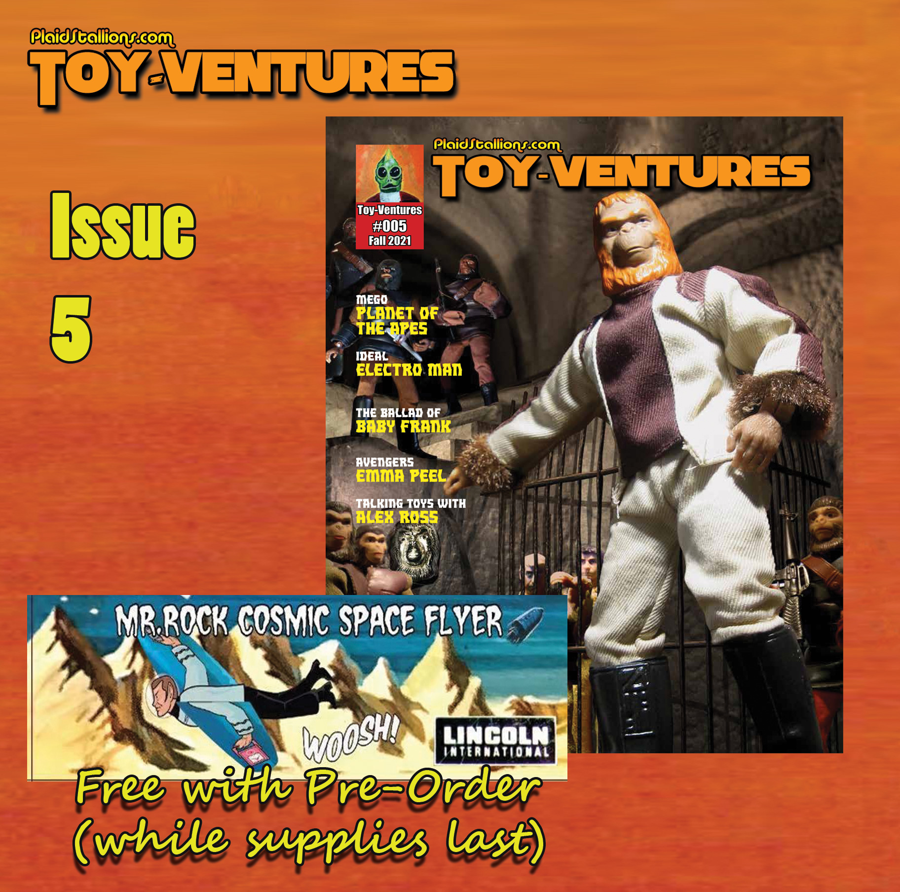 Plaid Stallions Toy-Ventures Magazine Issue 5 : Mego Apes, Thriller ... Michael Jackson In Gold Magazine