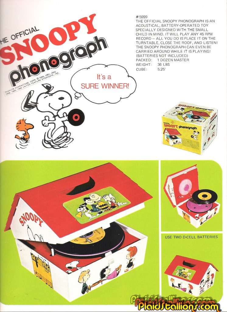 LJN 1975 Catalog Snoopy Record Player