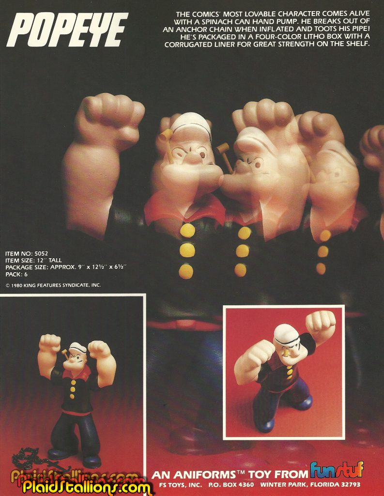1980 FunStuf Toys Aniforms Popeye