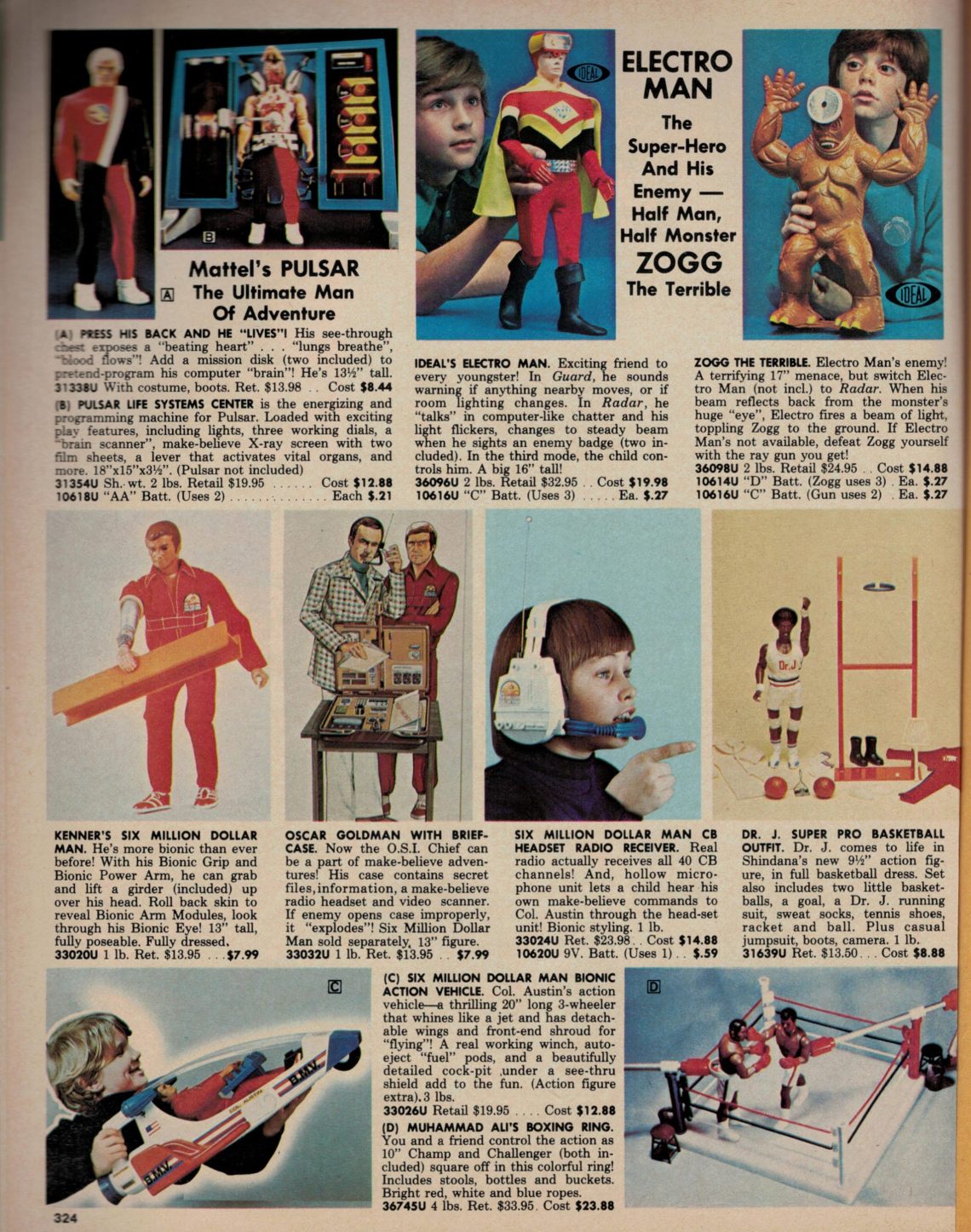 1978 toy catalog with oddball action figure assortment PS
