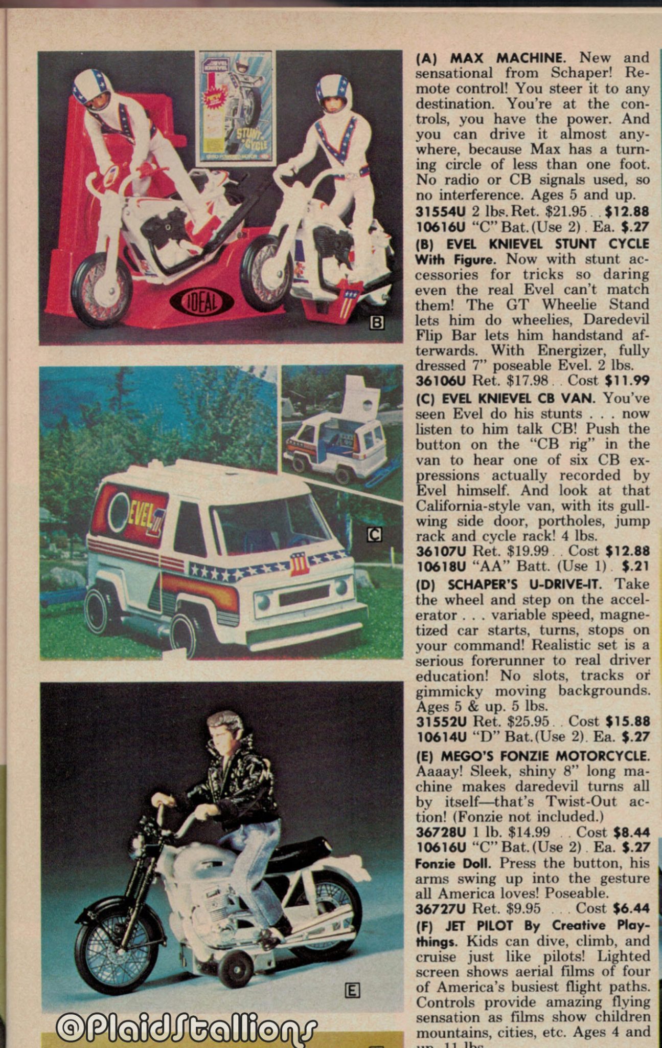 1978 toy catalog with oddball action figure assortment PS