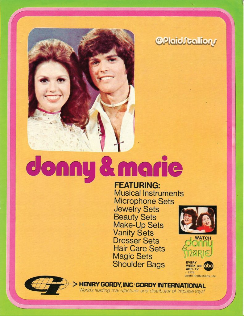 Donny and Marie Osmond Rack Toy Catalog (Gordy International)