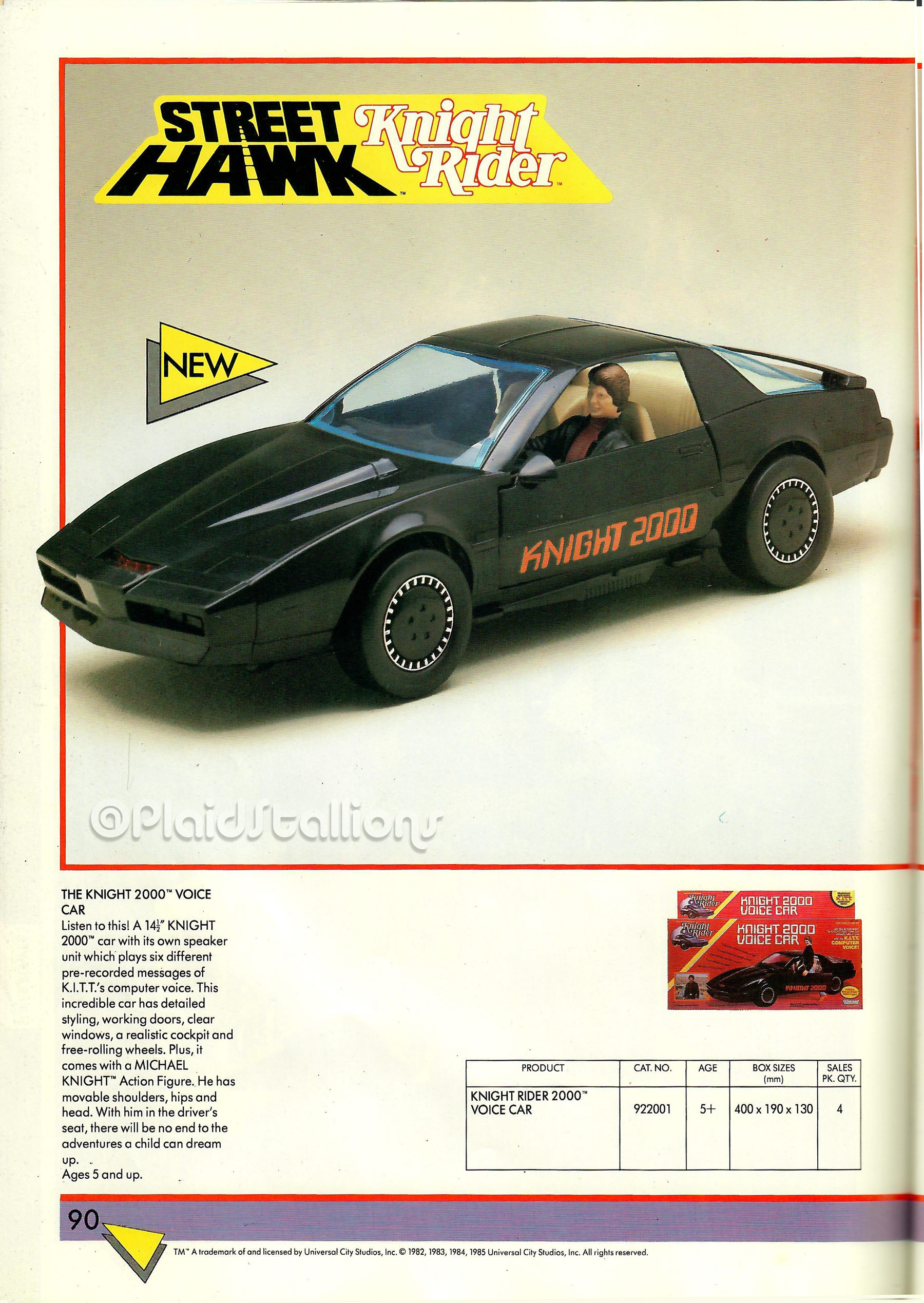Kenner Knight Rider and Street Hawk in 1985 Palitoy Catalog- 