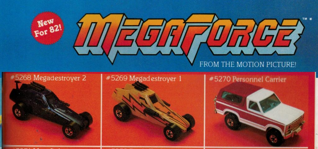 Megaforce, Mega Force, Mattel, 1982, Mattel Catalog, Hot Wheels, Hal Needham, Golden Harvest, toy catalog, Barry Bostwick, toy prototypes, movie toys, 80s toys,