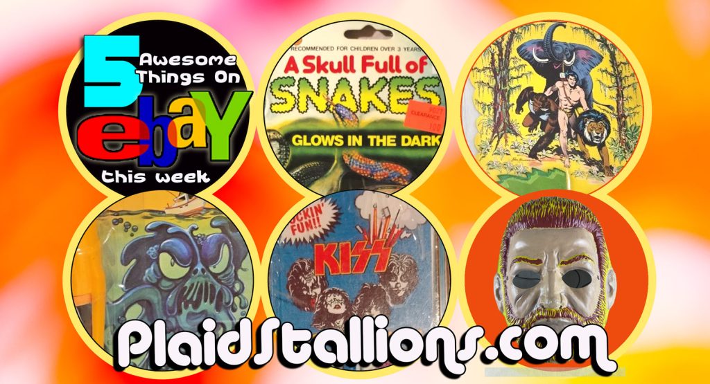 Five Awesome Things on eBay this week: GI Joe Halloween, Monster Pens, KISS art supplies, Skulls & Snakes and Tarzan Birthday party!